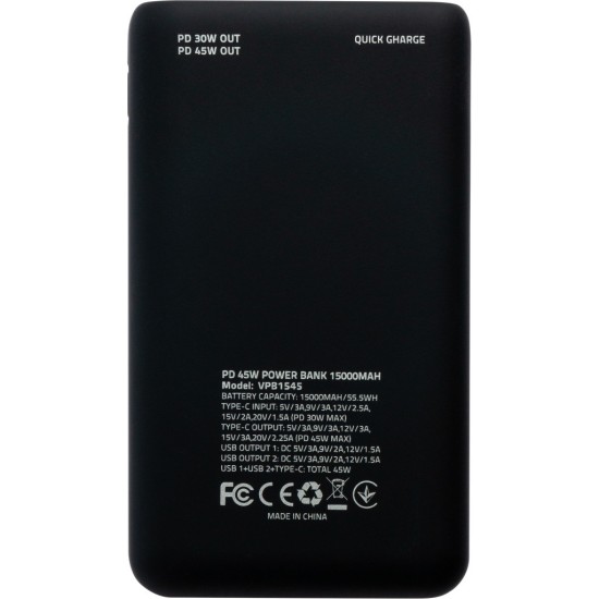 Батарея универсальная Vinga 15000 mAh 45W QC+PD (VPB1545) Батарея универсальная Vinga 15000 mAh 45W QC+PD (VPB1545)