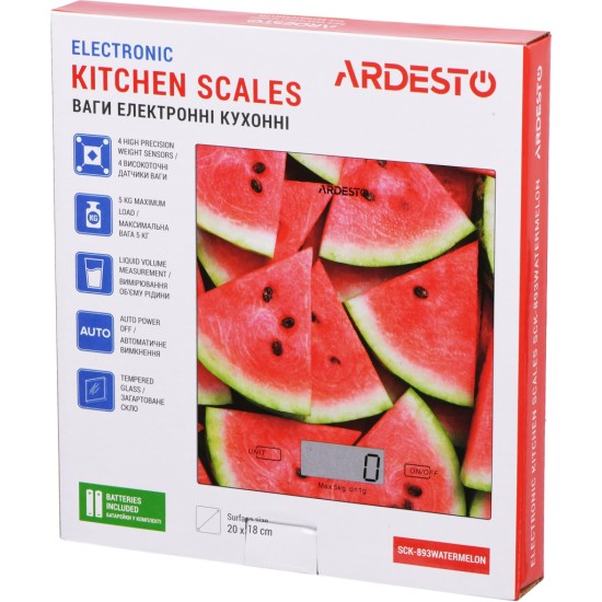 Ваги кухонні Ardesto SCK-893WATERMELON Ваги кухонні Ardesto SCK-893WATERMELON