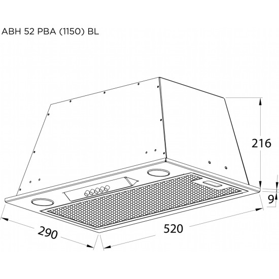 Витяжка кухонна Pyramida ABH 52 PBA (1150) BL Витяжка кухонна Pyramida ABH 52 PBA (1150) BL