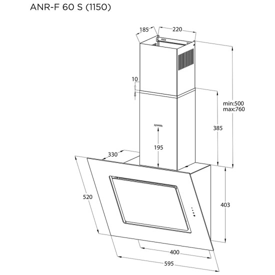 Витяжка кухонна Pyramida ANR-F 60 S (1150) GWH Витяжка кухонна Pyramida ANR-F 60 S (1150) GWH