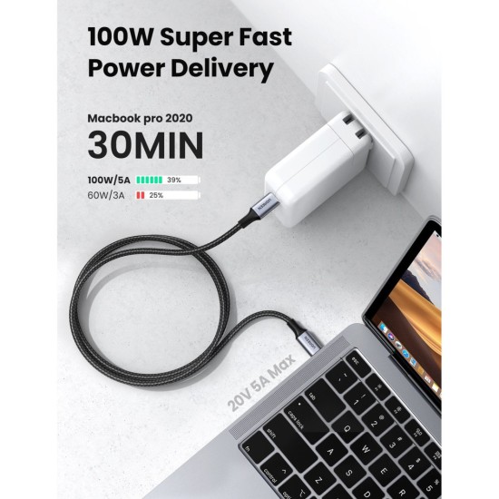 Дата кабель USB-C to USB-C 3.0m 5A 100W US316 Black Ugreen (90120) Дата кабель USB-C to USB-C 3.0m 5A 100W US316 Black Ugreen (90120)