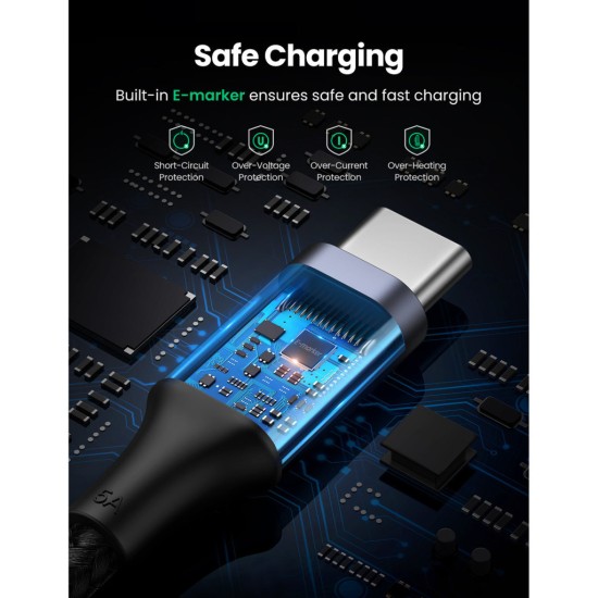 Дата кабель USB-C to USB-C 3.0m 5A 100W US316 Black Ugreen (90120) Дата кабель USB-C to USB-C 3.0m 5A 100W US316 Black Ugreen (90120)