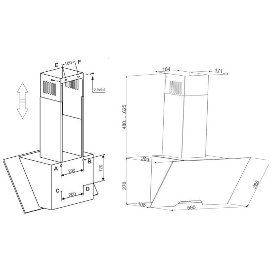 Витяжка кухонна Eleyus SPECTRA 1000 LED 60 BL Витяжка кухонна Eleyus SPECTRA 1000 LED 60 BL