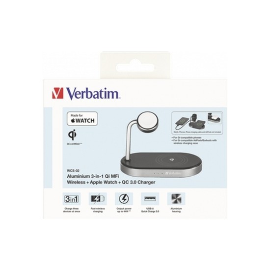 Зарядний пристрій Verbatim 3in1 Apple Watch and iPhone Charging Stand (49556) Зарядний пристрій Verbatim 3in1 Apple Watch and iPhone Charging Stand (49556)