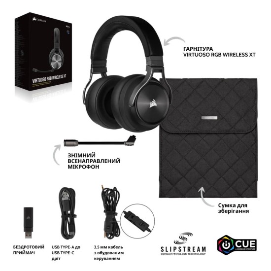 Навушники Corsair Corsair Virtuoso RGB Wireless XT (CA-9011188-EU) Навушники Corsair Corsair Virtuoso RGB Wireless XT (CA-9011188-EU)