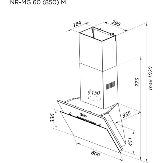 Витяжка кухонна Pyramida NR-MG 60 (850) M BL Витяжка кухонна Pyramida NR-MG 60 (850) M BL