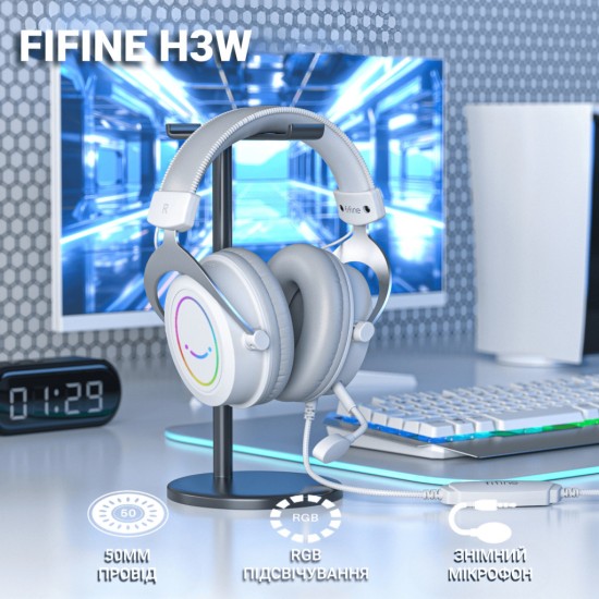 Наушники Fifine H3 RGB White (H3W) Наушники Fifine H3 RGB White (H3W)