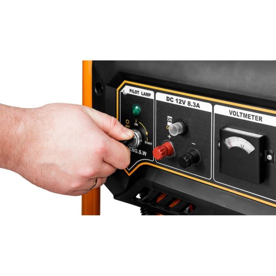 Генератор Neo Tools 230V, 1 фаза, 2.8/3kW, електростарт, AVR (04-730) Генератор Neo Tools 230V, 1 фаза, 2.8/3kW, електростарт, AVR (04-730)