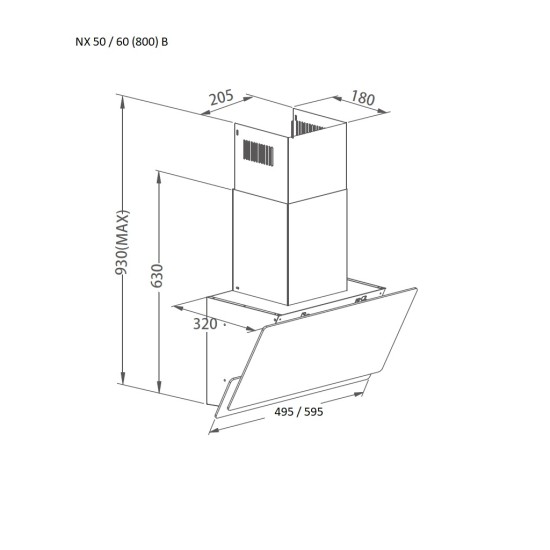 Вытяжка кухонная Pyramida NX 60 (800) B GBL Вытяжка кухонная Pyramida NX 60 (800) B GBL
