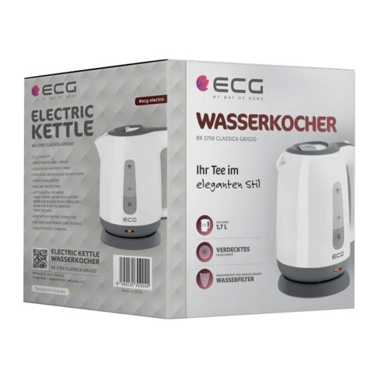 Електрочайник ECG RK 1759 Classica Grigio Електрочайник ECG RK 1759 Classica Grigio