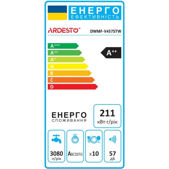 Посудомийна машина Ardesto DWMF-V457STW Посудомийна машина Ardesto DWMF-V457STW