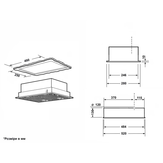 Витяжка кухонна Interline BASIC BL A/60/PB Витяжка кухонна Interline BASIC BL A/60/PB