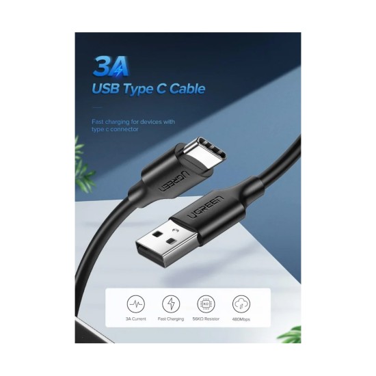 Дата кабель USB 2.0 AM to Type-C 0.5m 3.0A (18W) Nickel Plating US287 Black Ugreen (60115) Дата кабель USB 2.0 AM to Type-C 0.5m 3.0A (18W) Nickel Plating US287 Black Ugreen (60115)