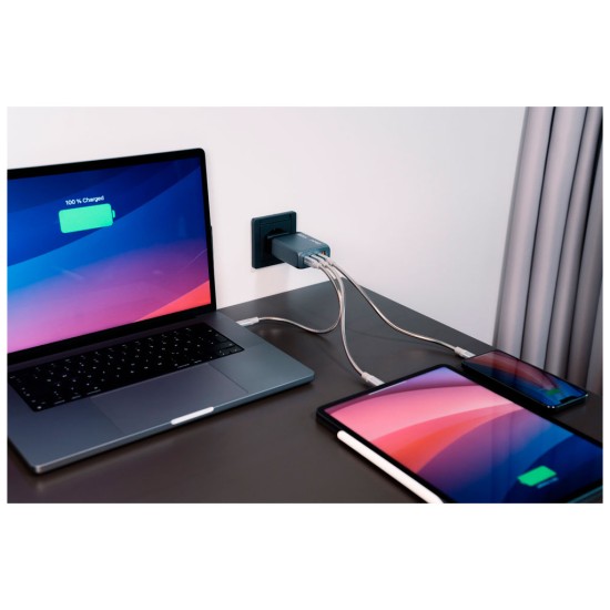 Зарядное устройство Verbatim GaN 100 W 4 ports (2xUSB-C-100 W,USB-C 65 W /USB-A -3.0) (32202) Зарядное устройство Verbatim GaN 100 W 4 ports (2xUSB-C-100 W,USB-C 65 W /USB-A -3.0) (32202)