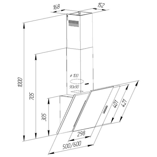 Витяжка кухонна Pyramida KZ 60 IV Витяжка кухонна Pyramida KZ 60 IV