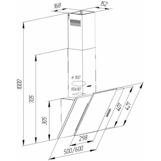 Витяжка кухонна Pyramida KZ 50 BL Витяжка кухонна Pyramida KZ 50 BL