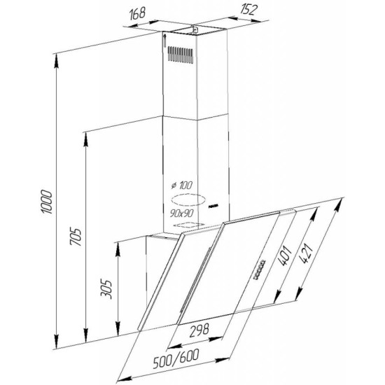 Вытяжка кухонная Pyramida KZ 60 WH Вытяжка кухонная Pyramida KZ 60 WH