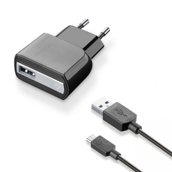 Зарядное устройство 1*USB 1A + cable 1m MicroUSB Cellularline (ACHUSBKITMICROUSB2)