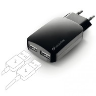 Зарядное устройство 2*USB 3,1A Cellularline (ACHUSBMOBILEDUAL3A)