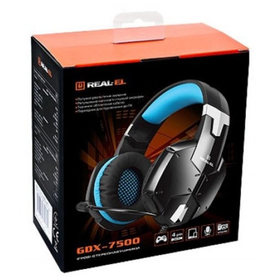Наушники REAL-EL GDX-7500 black-blue Наушники REAL-EL GDX-7500 black-blue