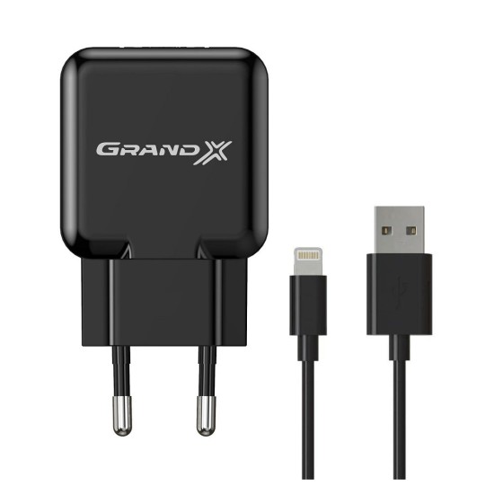 Зарядний пристрій Grand-X 1*USB, 2,1A, Black, + cable USB -> Lightning, Cu, 2.1А, 1m (CH03LTB) Зарядний пристрій Grand-X 1*USB, 2,1A, Black, + cable USB -> Lightning, Cu, 2.1А, 1m (CH03LTB)