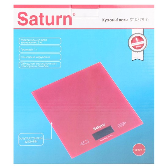 Ваги кухонні Saturn ST-KS7810 Red Ваги кухонні Saturn ST-KS7810 Red