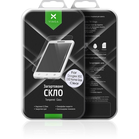 Стекло защитное Vinga для Doogee X50 (VTPGS-DX50L) Стекло защитное Vinga для Doogee X50 (VTPGS-DX50L)