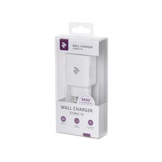 Зарядний пристрій 2E Wall for 2 USB - DC5.0V/4.2 A, white (2E-WC4USB-W) Зарядний пристрій 2E Wall for 2 USB - DC5.0V/4.2 A, white (2E-WC4USB-W)