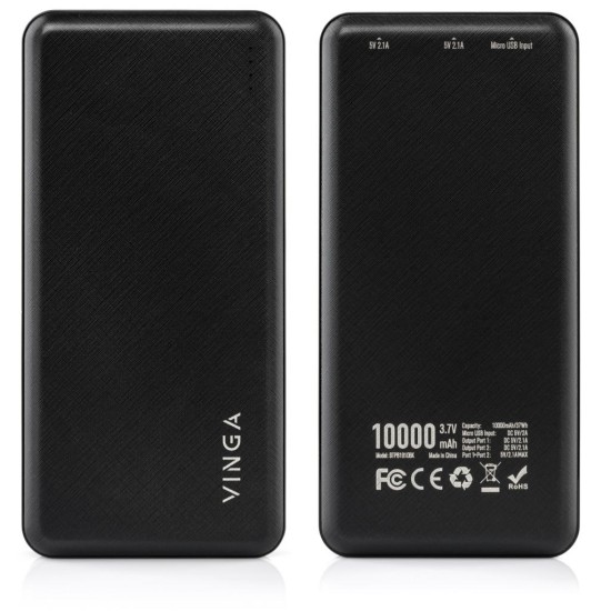 Батарея універсальна Vinga 10000 mAh black (BTPB1910BK) Батарея універсальна Vinga 10000 mAh black (BTPB1910BK)