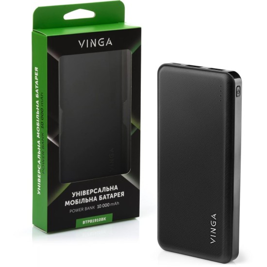 Батарея універсальна Vinga 10000 mAh black (BTPB1910BK) Батарея універсальна Vinga 10000 mAh black (BTPB1910BK)