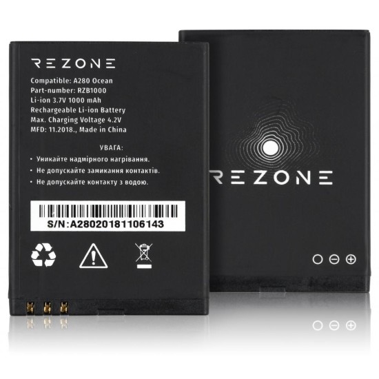 Акумуляторна батарея Rezone for A280 Ocean 1000mah (and all compatible with BL-4D) (BL-4D) Акумуляторна батарея Rezone for A280 Ocean 1000mah (and all compatible with BL-4D) (BL-4D)