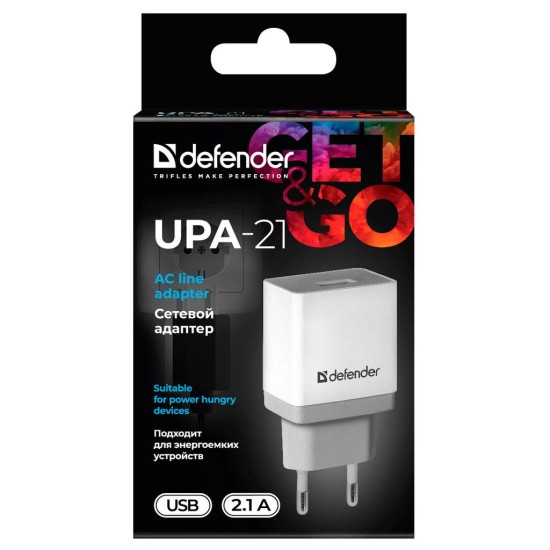 Зарядное устройство Defender UPA-21 white, 1xUSB, 5V / 2.1A (83571) Зарядное устройство Defender UPA-21 white, 1xUSB, 5V / 2.1A (83571)