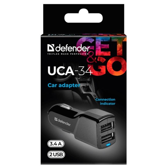 Зарядное устройство Defender UCA-34 2xUSB, 5V / 3.4A (83834) Зарядное устройство Defender UCA-34 2xUSB, 5V / 3.4A (83834)