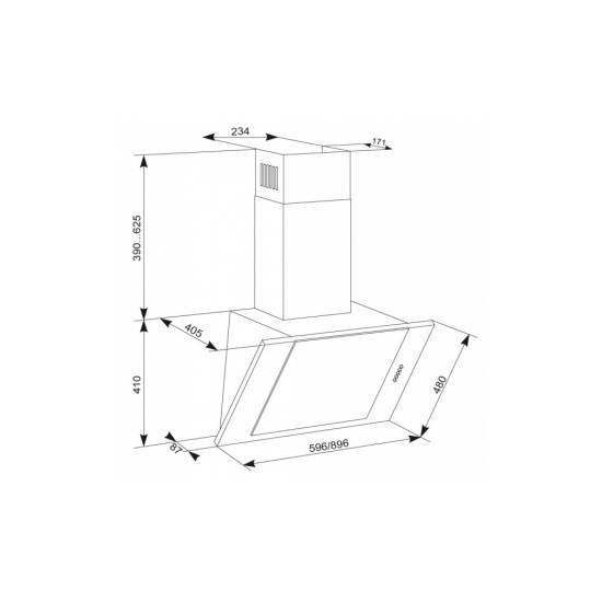 Витяжка кухонна Eleyus Titan A 1200 LED SMD 90 IS+BL