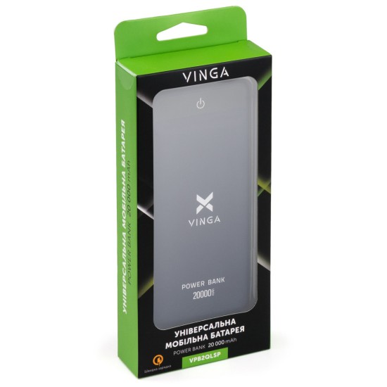 Батарея универсальная Vinga 20000 mAh QC3.0 Display soft touch purple (VPB2QLSP) Батарея универсальная Vinga 20000 mAh QC3.0 Display soft touch purple (VPB2QLSP)