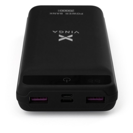 Батарея универсальная Vinga 20000 mAh QC3.0 Display soft touch black (VPB2QLSBK)