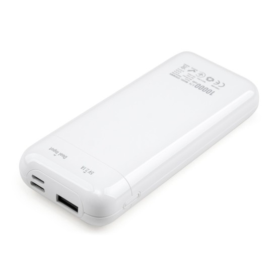 Батарея универсальная Vinga 10000 mAh glossy white (VPB1MWH)