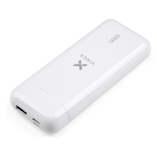 Батарея универсальная Vinga 10000 mAh glossy white (VPB1MWH)