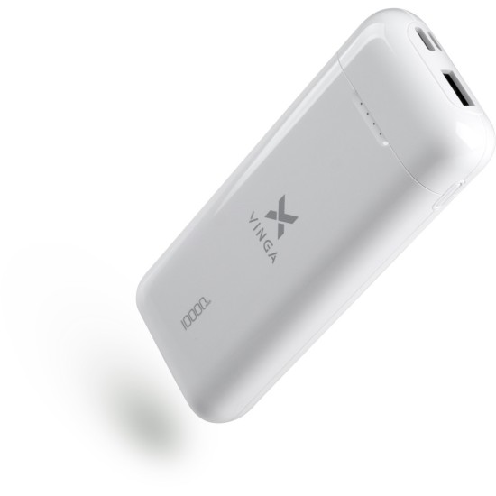 Батарея универсальная Vinga 10000 mAh glossy white (VPB1MWH)
