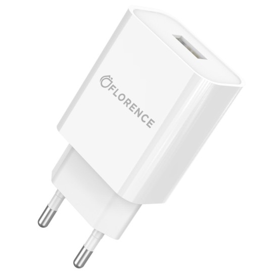 Зарядний пристрій Florence 1USB 2A White (FL-1020-W) Зарядний пристрій Florence 1USB 2A White (FL-1020-W)