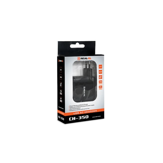 Зарядний пристрій REAL-EL CH-350 black (EL123160017) Зарядний пристрій REAL-EL CH-350 black (EL123160017)