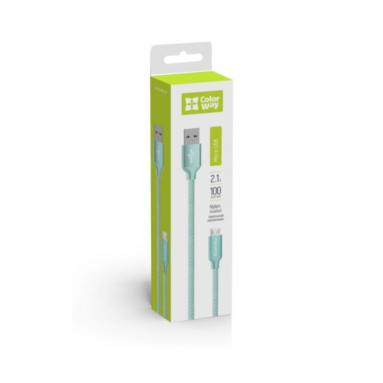 Дата кабель USB 2.0 AM to Micro 5P 1.0m mint ColorWay (CW-CBUM002-MT) Дата кабель USB 2.0 AM to Micro 5P 1.0m mint ColorWay (CW-CBUM002-MT)