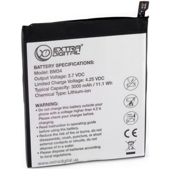 Аккумуляторная батарея Extradigital Xiaomi Mi Note Pro (BM34) 3000 mAh (BMX6442) Аккумуляторная батарея Extradigital Xiaomi Mi Note Pro (BM34) 3000 mAh (BMX6442)