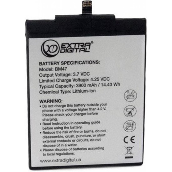 Аккумуляторная батарея Extradigital Xiaomi Redmi 3 (BM47) 3900 mAh (BMX6451) Аккумуляторная батарея Extradigital Xiaomi Redmi 3 (BM47) 3900 mAh (BMX6451)