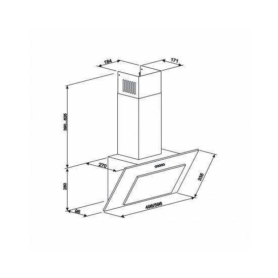 Вытяжка кухонная Eleyus VERTICAL 470 50 BL Вытяжка кухонная Eleyus VERTICAL 470 50 BL
