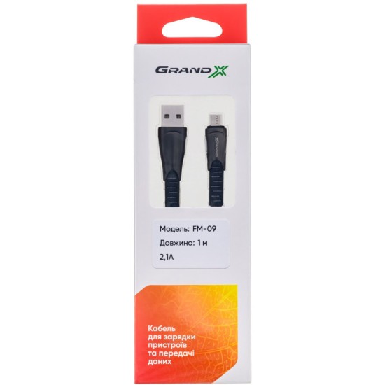 Дата кабель USB 2.0 AM to Micro 5P 1.0m black Grand-X (FM09) Дата кабель USB 2.0 AM to Micro 5P 1.0m black Grand-X (FM09)