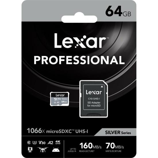 Карта памяти Lexar 64GB microSDXC class 10 UHS-I 1066x Silver (LMS1066064G-BNANG) Карта памяти Lexar 64GB microSDXC class 10 UHS-I 1066x Silver (LMS1066064G-BNANG)