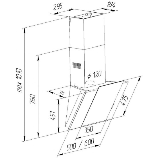 Вытяжка кухонная Pyramida NR-MV 60 (1000) M WH Вытяжка кухонная Pyramida NR-MV 60 (1000) M WH