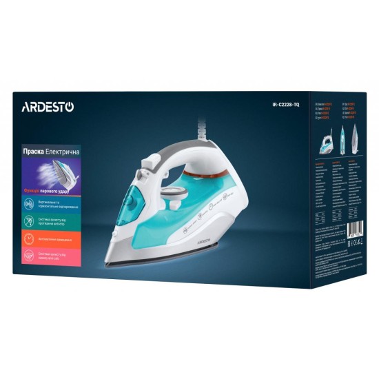 Праска Ardesto IR-C2228-TQ/2200Вт/280мл/пар/ самоочищення /антикапля /керам (IR-C2228-TQ) Праска Ardesto IR-C2228-TQ/2200Вт/280мл/пар/ самоочищення /антикапля /керам (IR-C2228-TQ)