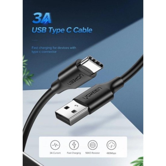 Дата кабель USB 2.0 AM to Type-C 1.0m US287 Black Ugreen (60116) Дата кабель USB 2.0 AM to Type-C 1.0m US287 Black Ugreen (60116)